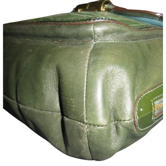 COACH 2011 Kristen Spectator Green Color block Croc Embossed Exotic Leather Bag - Picture 8 of 13